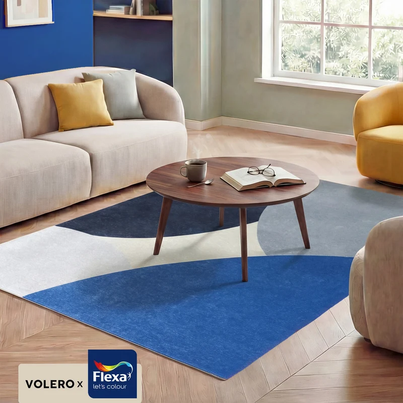 Geometrischer Teppich - Swing Circles Blau
