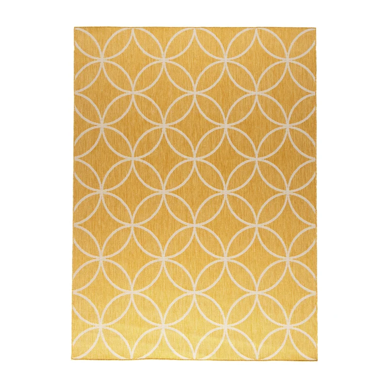 Geometrischer Outdoor Teppich - Faro Ripple Gelb