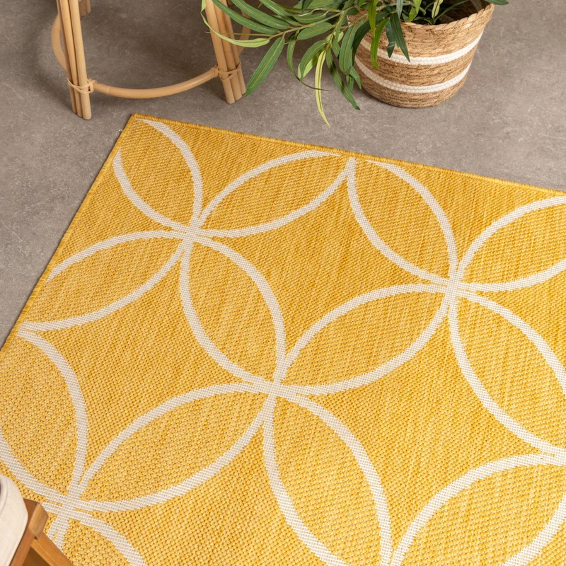 Geometrischer Outdoor Teppich - Faro Ripple Gelb