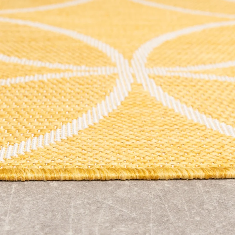 Geometrischer Outdoor Teppich - Faro Ripple Gelb