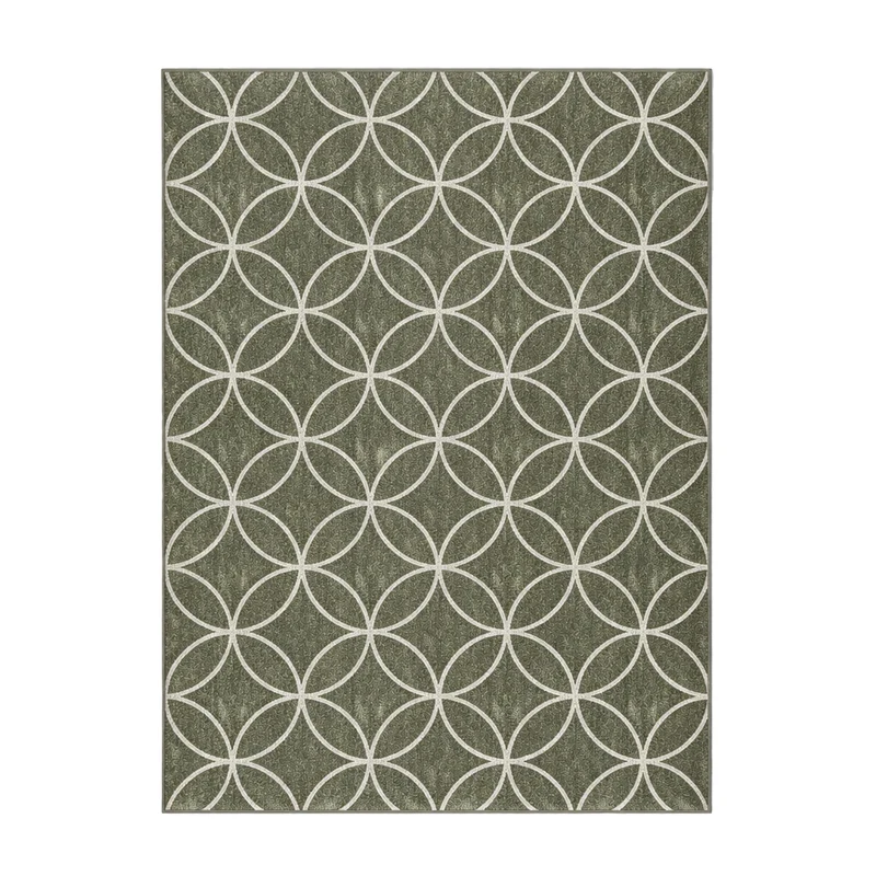 Geometrischer Outdoor Teppich - Faro Ripple Grün Weiß