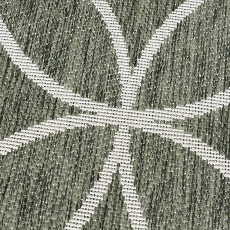 Geometrischer Outdoor Teppich - Faro Ripple Grün Weiß
