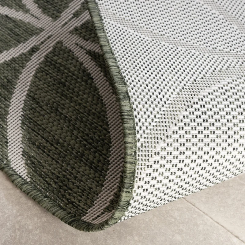 Geometrischer Outdoor Teppich - Faro Ripple Grün Weiß