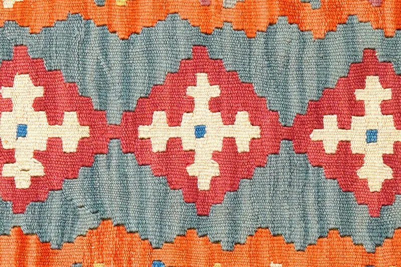 Kelim Gashgai · Handgewebt – Blau, 286x82 cm