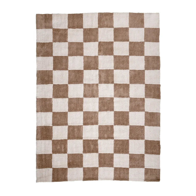 Teppich Kariert - Blox Beige Weiß