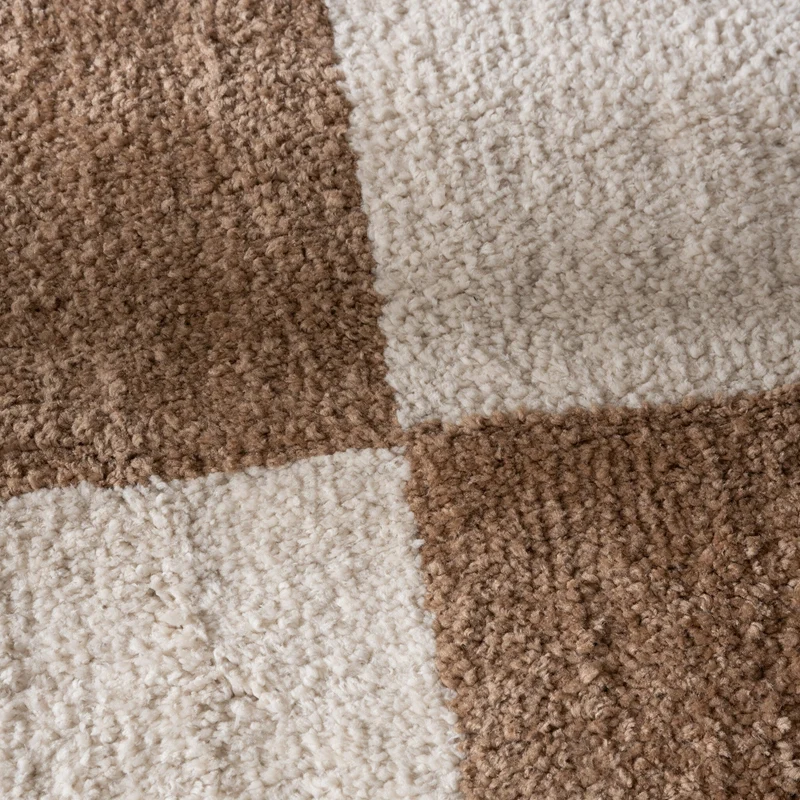 Teppich Kariert - Blox Beige Weiß