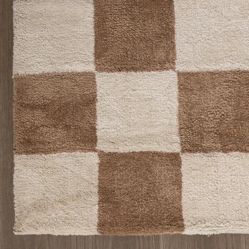 Teppich Kariert - Blox Beige Weiß