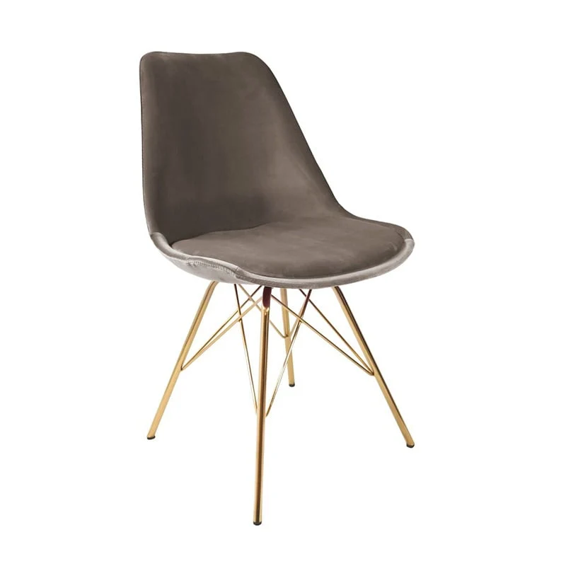 Samtstuhl Taupe - Gold Gestell