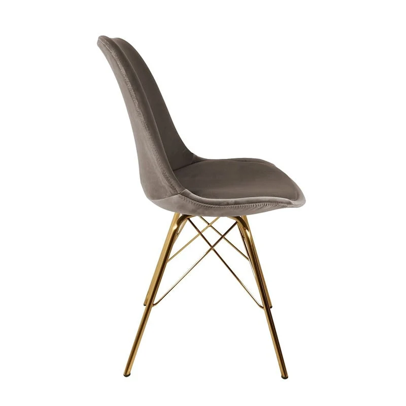Samtstuhl Taupe - Gold Gestell
