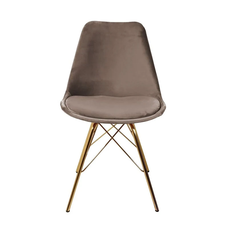 Samtstuhl Taupe - Gold Gestell