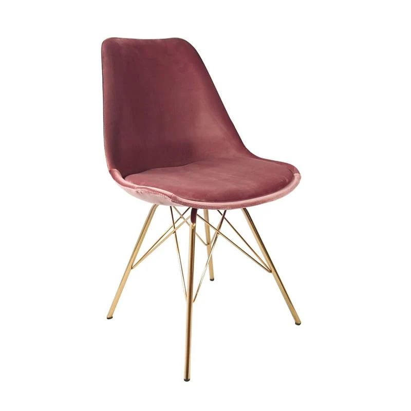 Samtstuhl Rosa - Gold Gestell