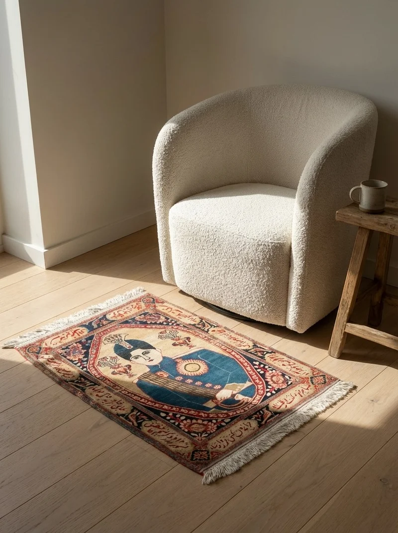 Kashan · Handgeknüpft – Beige, 86x60 cm