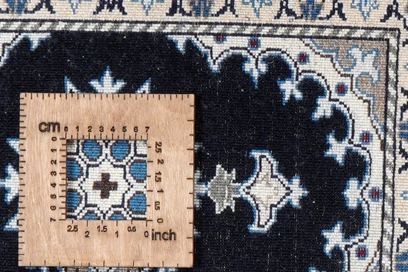 Nain 12La · Handgeknüpft – Blau, 62x41 cm