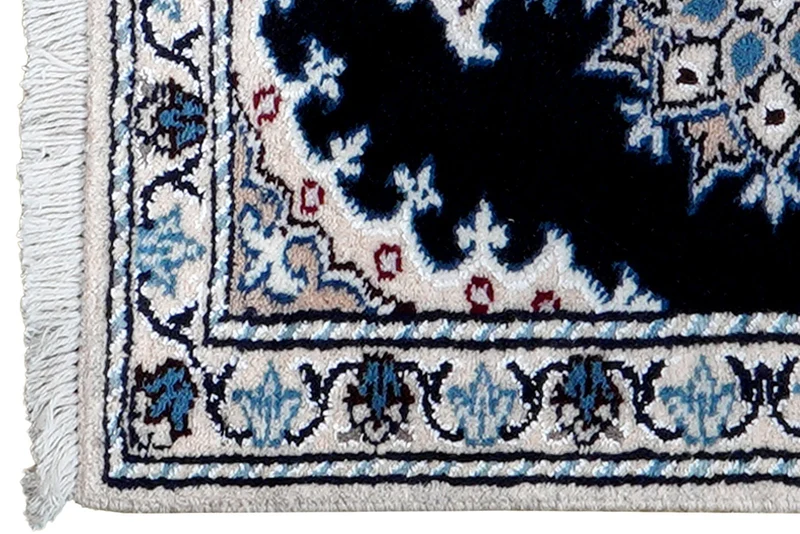 Nain 12La · Handgeknüpft – Blau, 56x39 cm