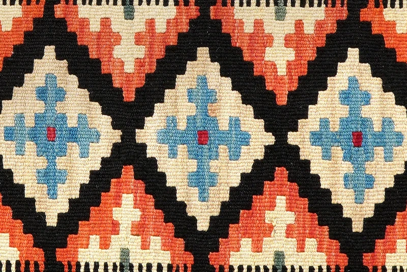 Kelim Gashgai · Handgewebt – Schwarz, 189x84 cm