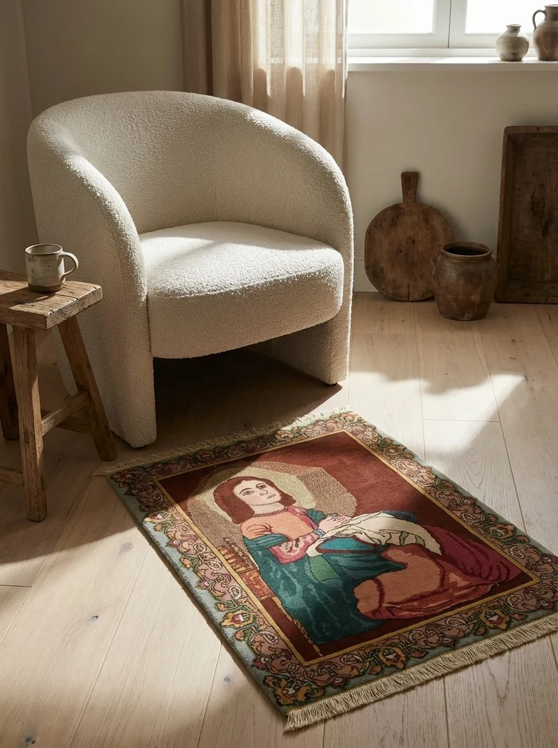 Tabriz Graphic · Handgeknüpft – Braun, 70x60 cm