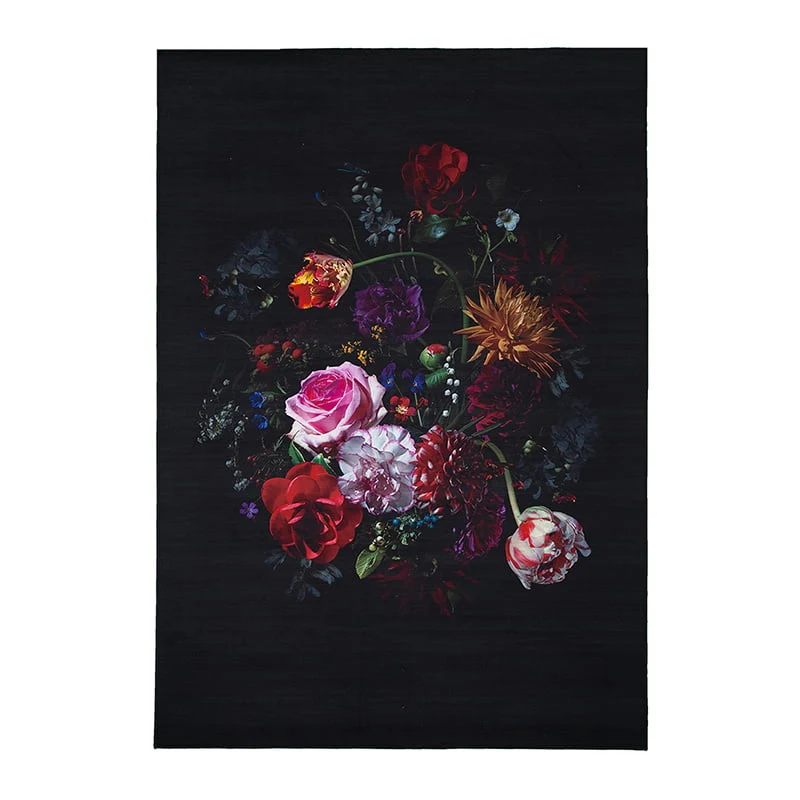 Teppich Floral - Florine Schwarz Rosa