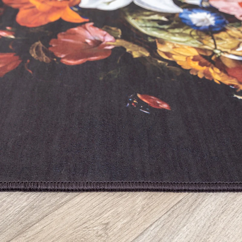 Teppich Floral - Florine Schwarz Orange