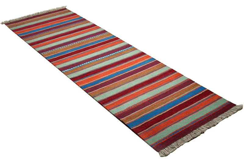 Kelim Gashgai · Handgewebt – Bunt, 204x64 cm