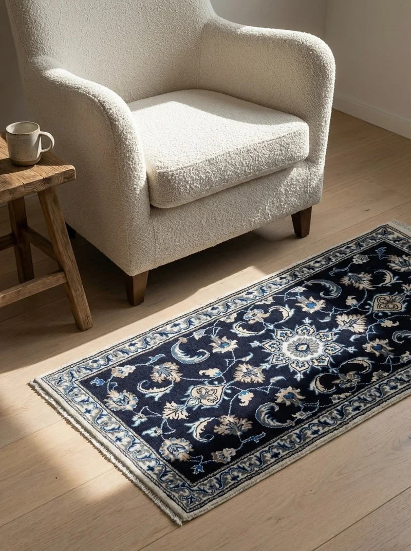 Nain 12La · Handgeknüpft – Blau, 144x67 cm