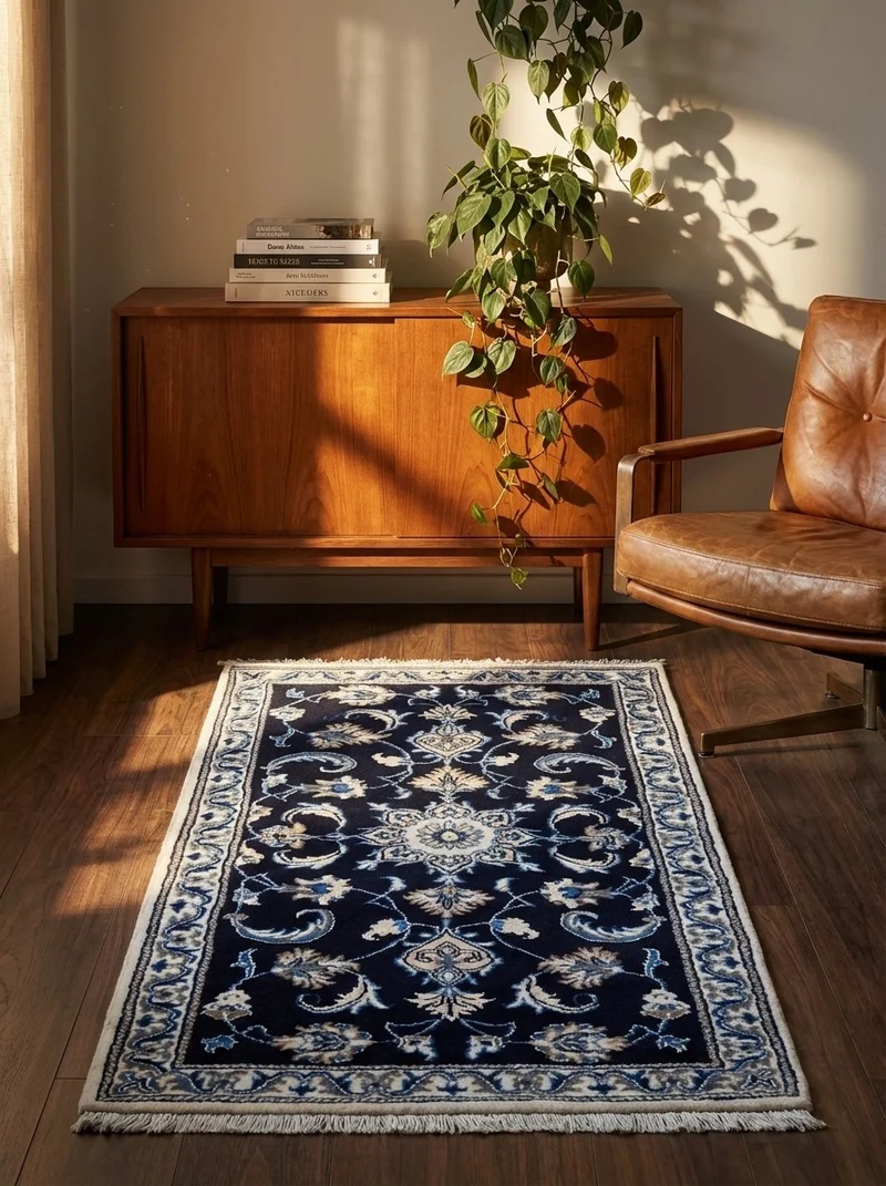 Nain 12La · Handgeknüpft – Blau, 144x67 cm