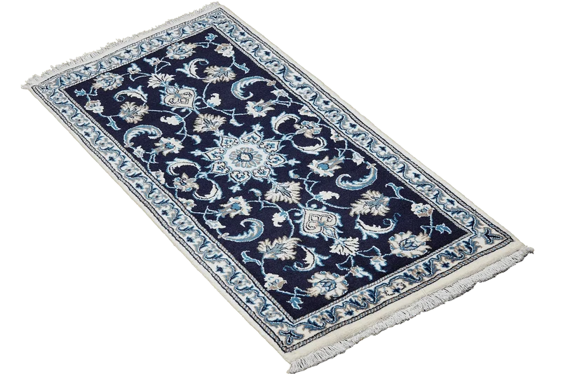 Nain 12La · Handgeknüpft – Blau, 144x67 cm