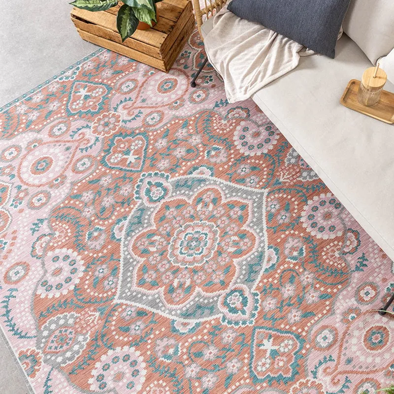 Outdoor Teppich Boho - Vedra Medaillon Rosa