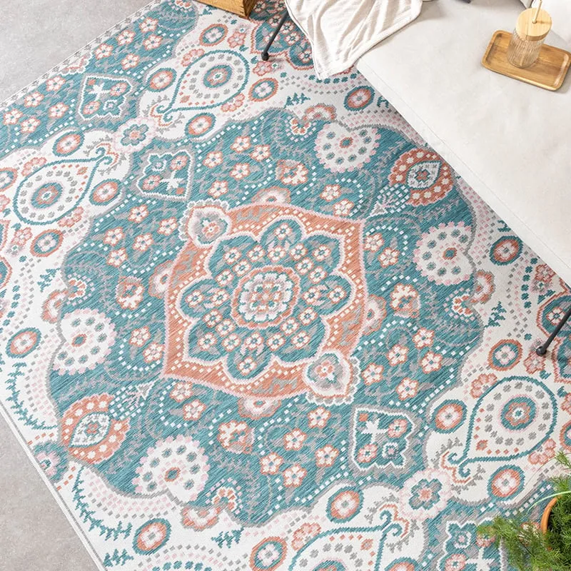 Outdoor Teppich Boho - Vedra Medaillon Blau
