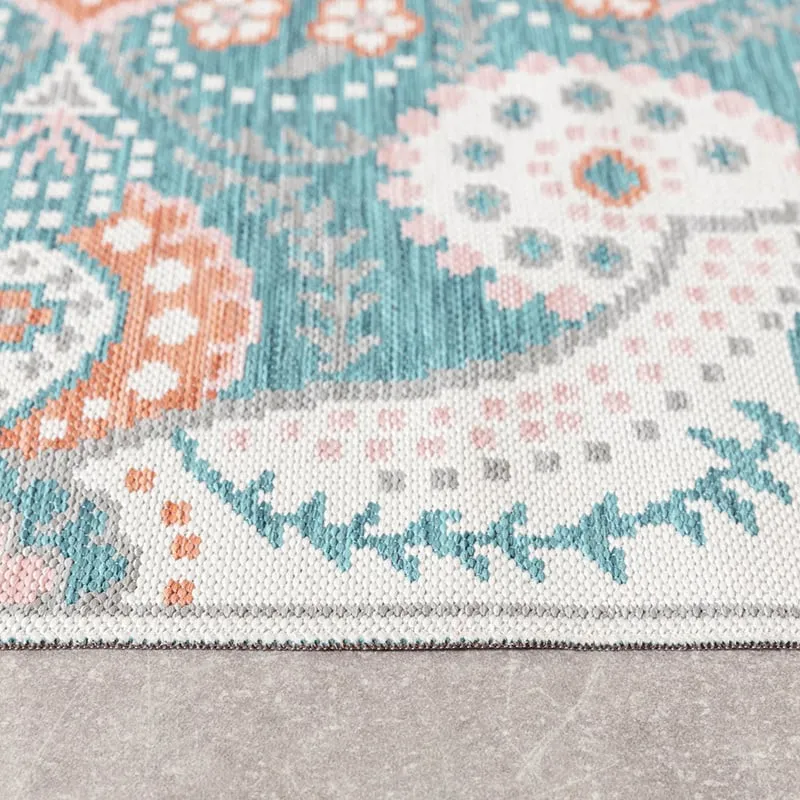 Outdoor Teppich Boho - Vedra Medaillon Blau