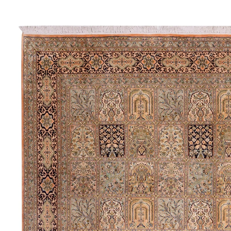 Kaschmir Seide Teppich 273x378cm - Orientteppich - dunkelbeige