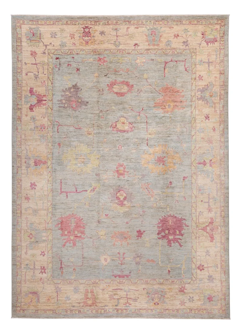 Usak Teppich 264x366cm - Orientteppich - hellblau