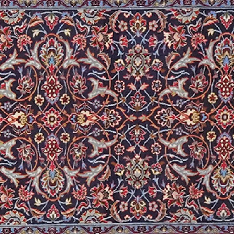 Isfahan · Handgeknüpft – Blau, 394x88 cm