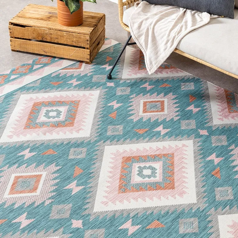 Outdoor Teppich Boho - Vedra Aztec Blau