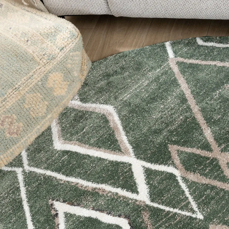 Berberteppich Rund - Blend Diamond Grün
