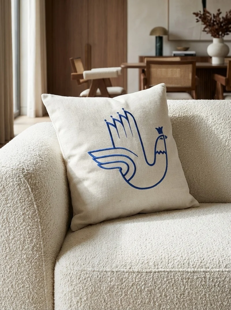 Kelim Kissen · Handgefertigt – Beige, 50x50 cm