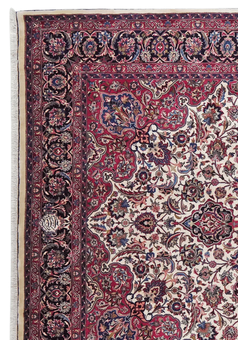 Mashad · Handgeknüpft – Beige, 389x250 cm