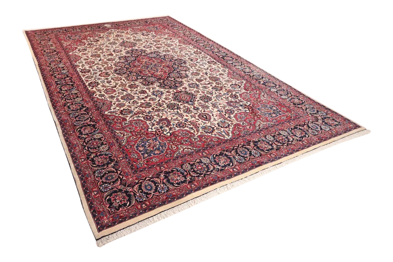 Mashad · Handgeknüpft – Beige, 389x250 cm
