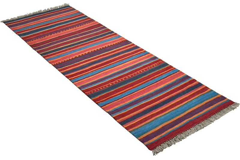 Kelim Gashgai · Handgewebt – Bunt, 194x65 cm