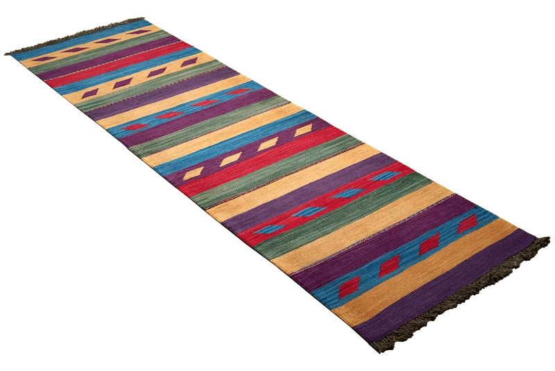 Kelim Gashgai · Handgewebt – Bunt, 196x60 cm