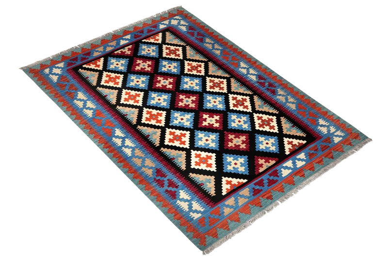 Kelim Gashgai · Handgewebt – Schwarz, 193x159 cm