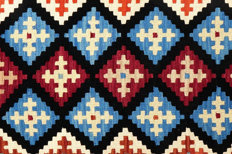 Kelim Gashgai · Handgewebt – Schwarz, 193x159 cm