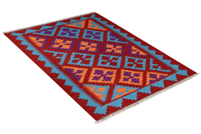 Kelim Gashgai · Handgewebt – Rot, 132x88 cm