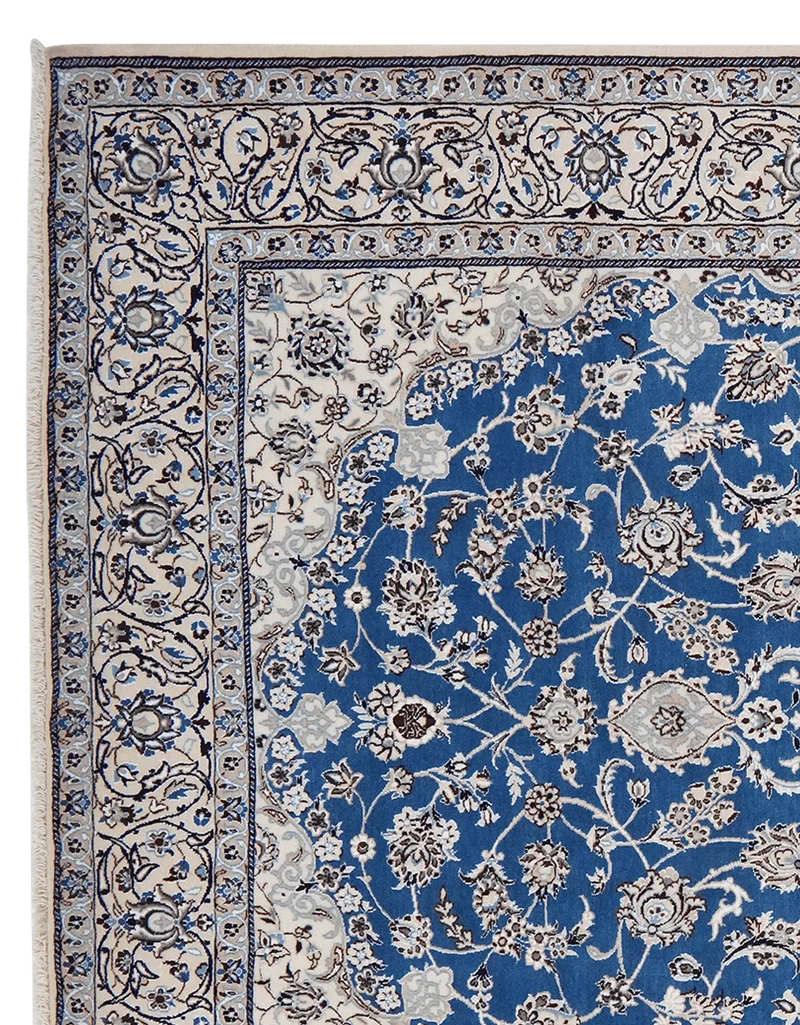 Nain 9La · Handgeknüpft – Blau, 316x201 cm