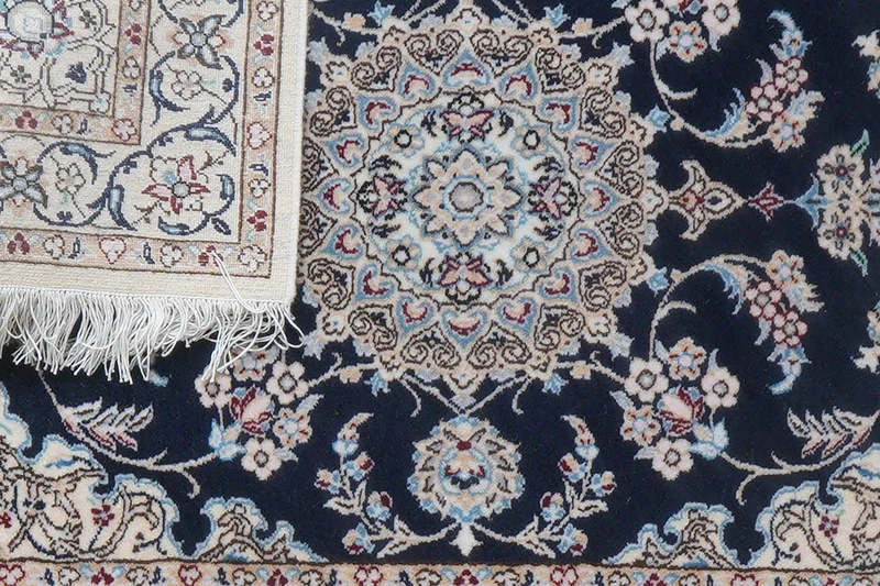 Nain 6La · Handgeknüpft – Blau, 90x62 cm