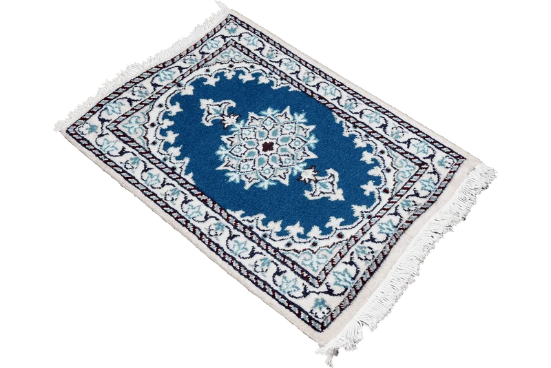 Nain 12La · Handgeknüpft – Blau, 59x39 cm