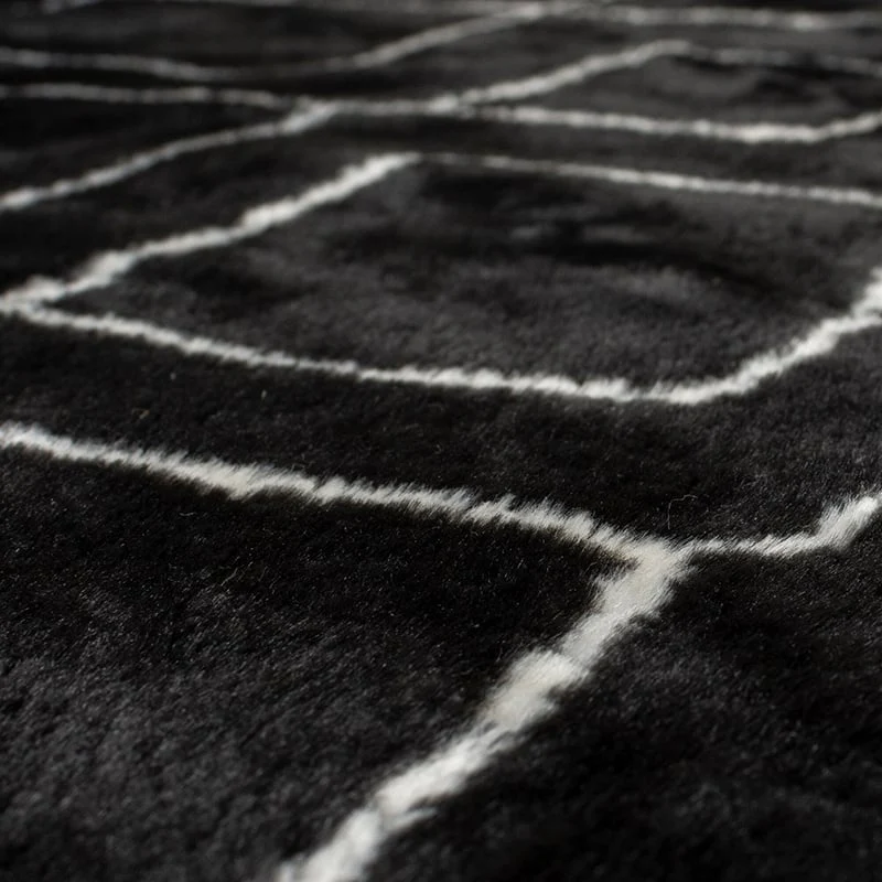 Waschbarer Berber Teppich - Furo Imran Schwarz Creme