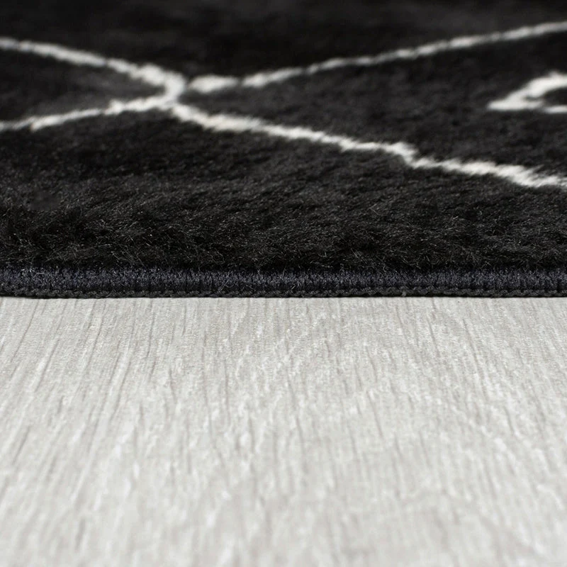 Waschbarer Berber Teppich - Furo Imran Schwarz Creme