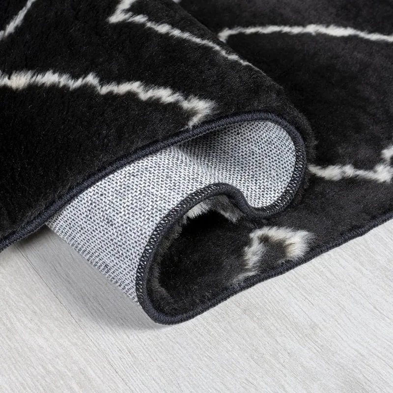 Waschbarer Berber Teppich - Furo Imran Schwarz Creme