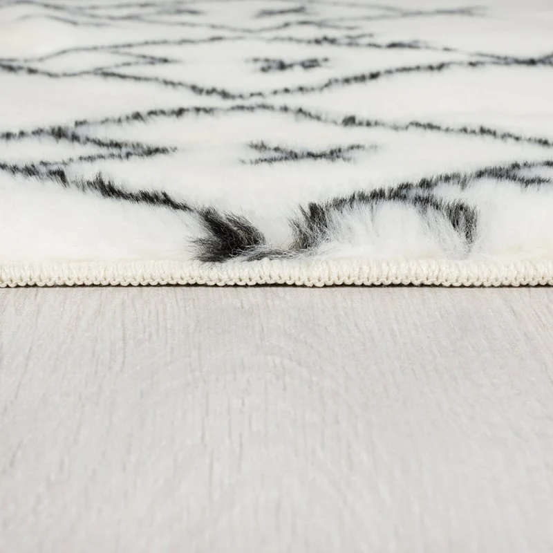Waschbarer Berber Teppich - Furo Adil Creme Schwarz
