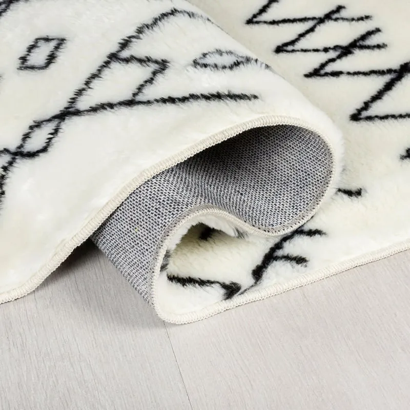Waschbarer Berber Teppich - Furo Adil Creme Schwarz